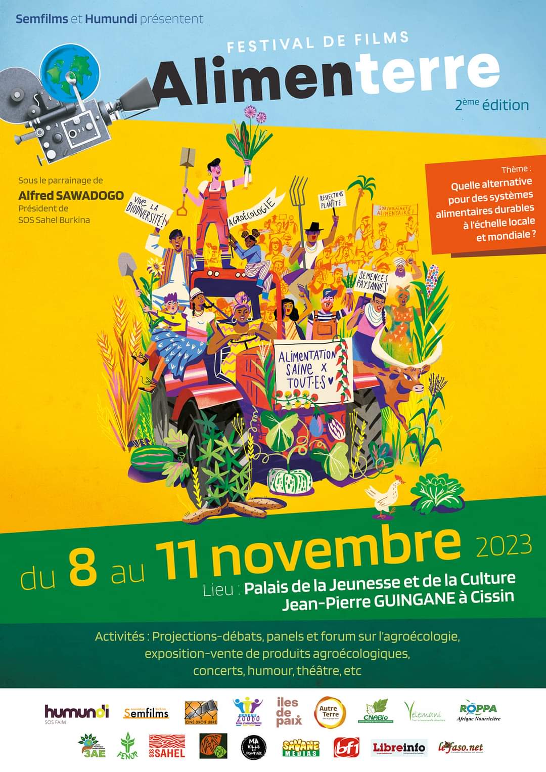 Vivez la 2e édition du festival de films Alimentaire du 8 au 11 novembre 2023 au Palais de la Jeunesse et de la culture Jean-Pierre Guingané à Cissin