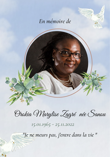 Messe pour le repos de l’Ame de Orokia Marylise ZAGRÉ née SANOU