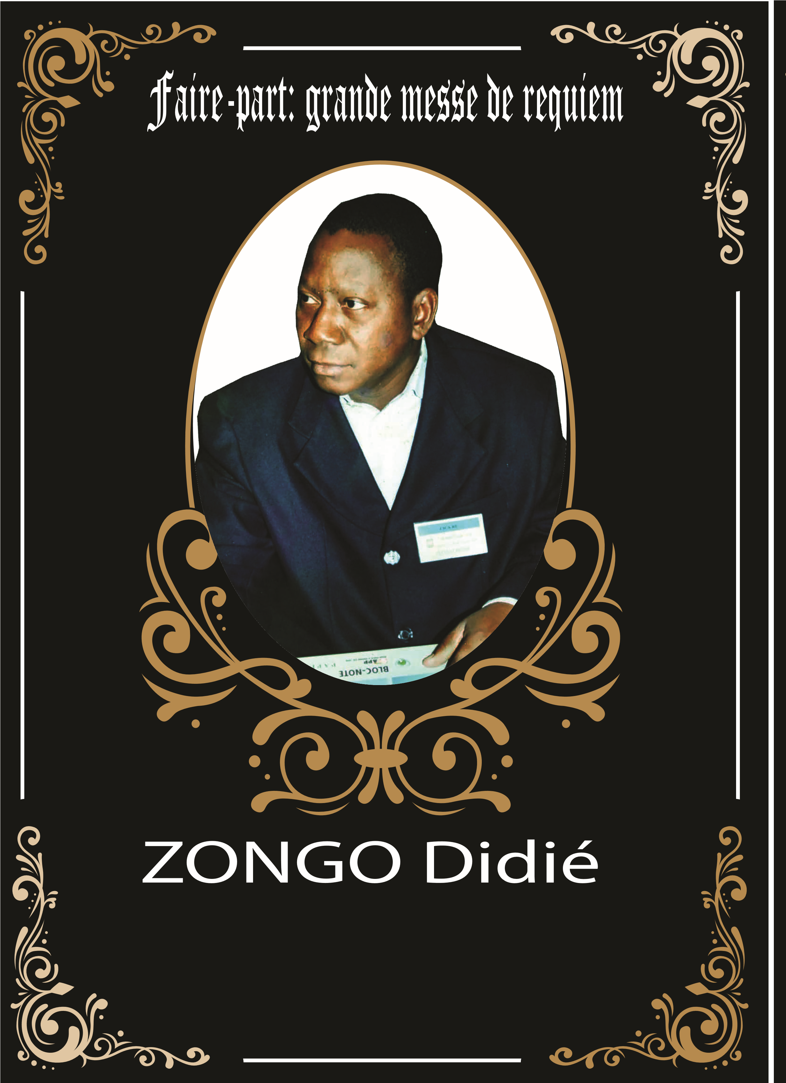 Décès de Zongo Didié : Faire part messe de requiem 