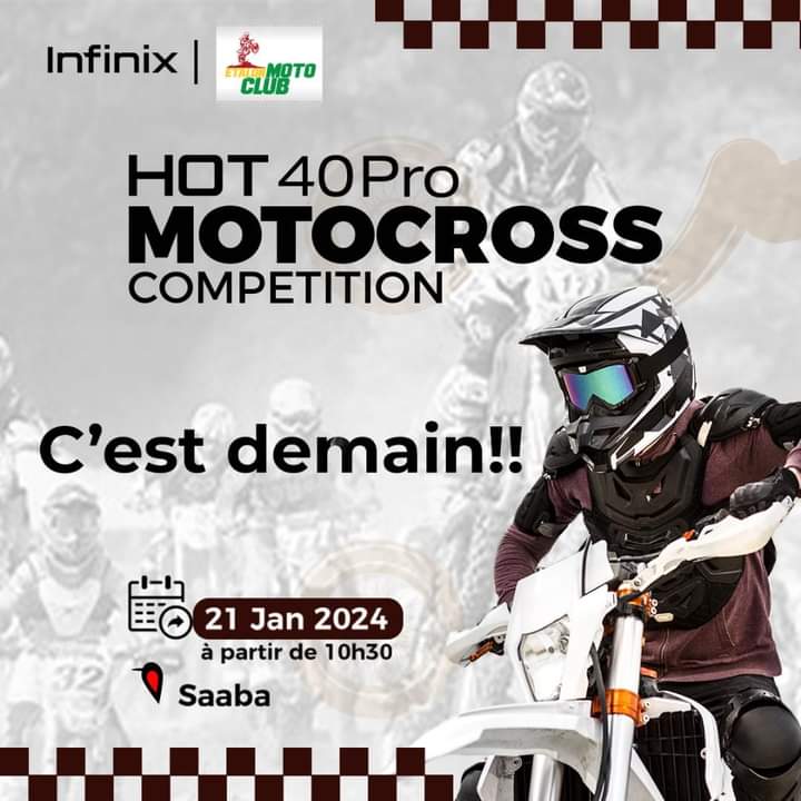 Motocross compétition ce 21 janvier 2024 à partir de 10h30 à Saaba 