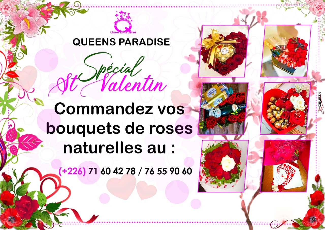 Spécial Saint valentin : Commandez vos bouquets de roses naturelles chez Queens paradise au 226 71 60 42 78 / 76 55 90 60 