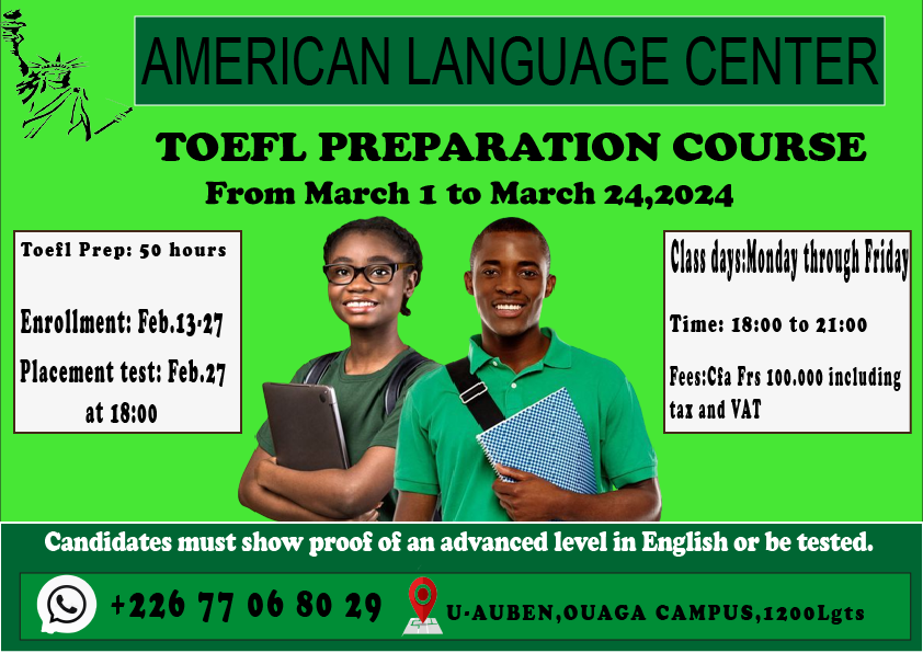 Centre américain de langue : Cours de preparation au TOEFL iBT, Session III  