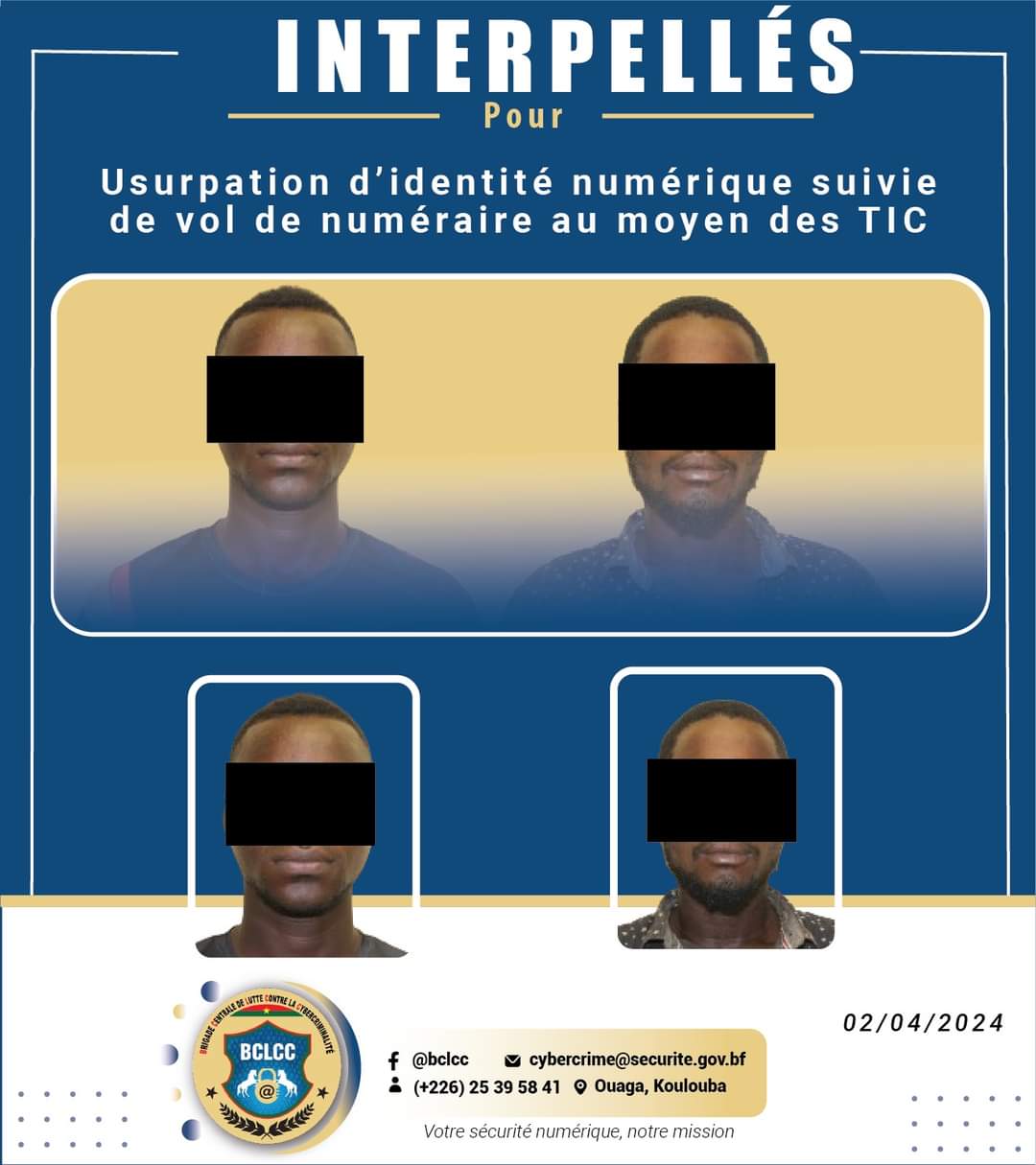 Burkina/Lutte contre la cybercriminalité : Deux présumés cybers délinquants mis aux arrêts