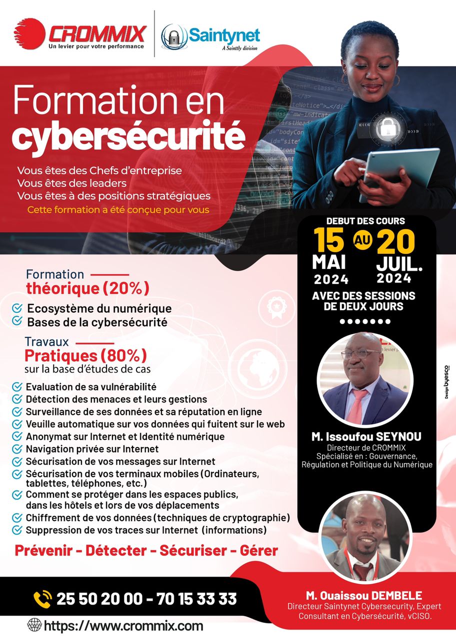 Formation en cybersécurité à Ouagadougou du 15 mai au 20 juillet 2024