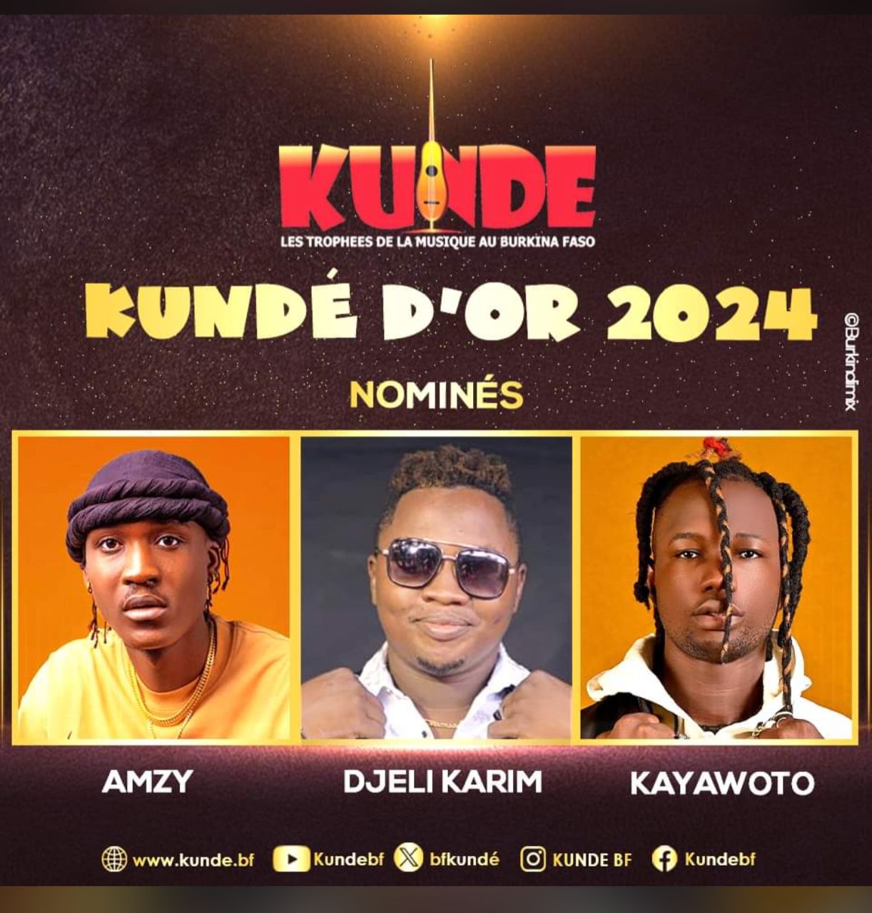 Burkina/ Musique : Amzy, Djeli Karim et Kayawoto en course pour le Kundé d’or 2024