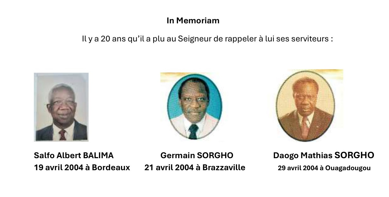 In memoria : Salfo Albert BALIMA, Germain Sorgho, Daogo Mathias Sorgho 