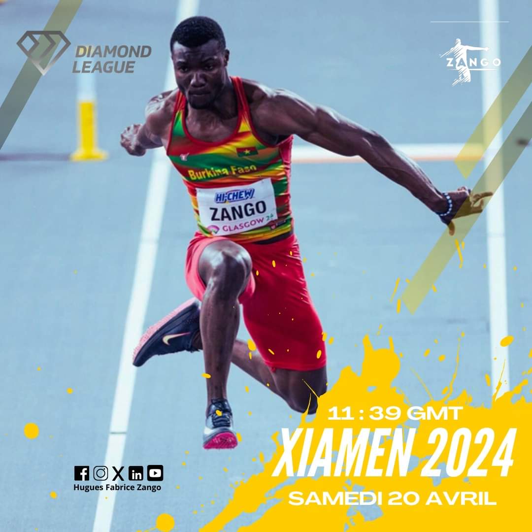 Athlétisme : Hugues Fabrice Zango décroche l’argent au Diamond League 2024 de Xiamen