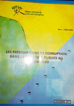 Rapport du REN-LAC sur les marchés publics au Burkina Faso : Beaucoup de présomptions de corruption