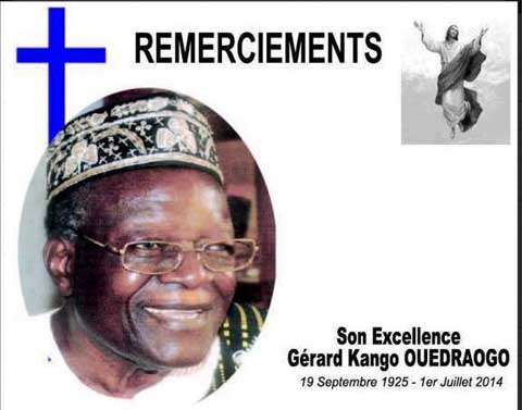 Gérard Kango Ouédraogo : Remerciement et faire-part 
