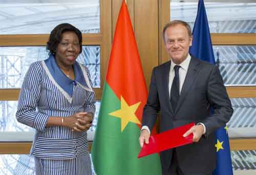 Coopération UE-Burkina Faso : Jacqueline Zaba présente ses lettres de créance au président du Conseil européen Donald Tusk