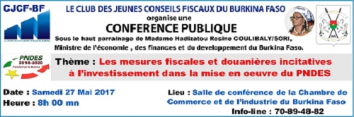 Conférence publique organisée par le  CLUB DES JEUNES CONSEILS FISCAUX DU BURKINA FASO (CJCF-BF)
