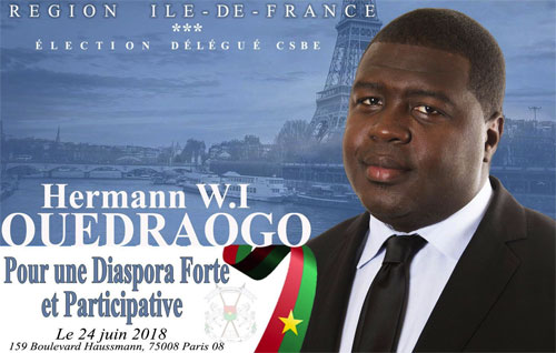 Election des délégués du Conseil Supérieur des Burkinabè de l’étranger (France) : Le programme du candidat Hermann W. OUEDRAOGO 