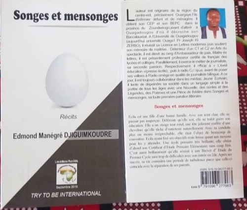Littérature : « Songes et mensonges », le nouveau roman d’Edmond  Manégré Djiguimkoudré 