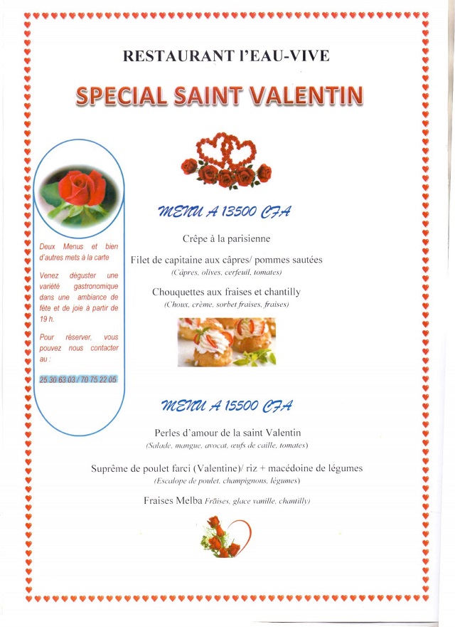 Restaurant l’eau-vive : Spécial Saint valentin