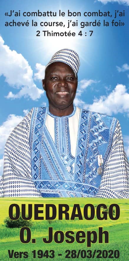 Décès de Ouedraogo Ouamnoaga Joseph :  Remerciements et faire-part 