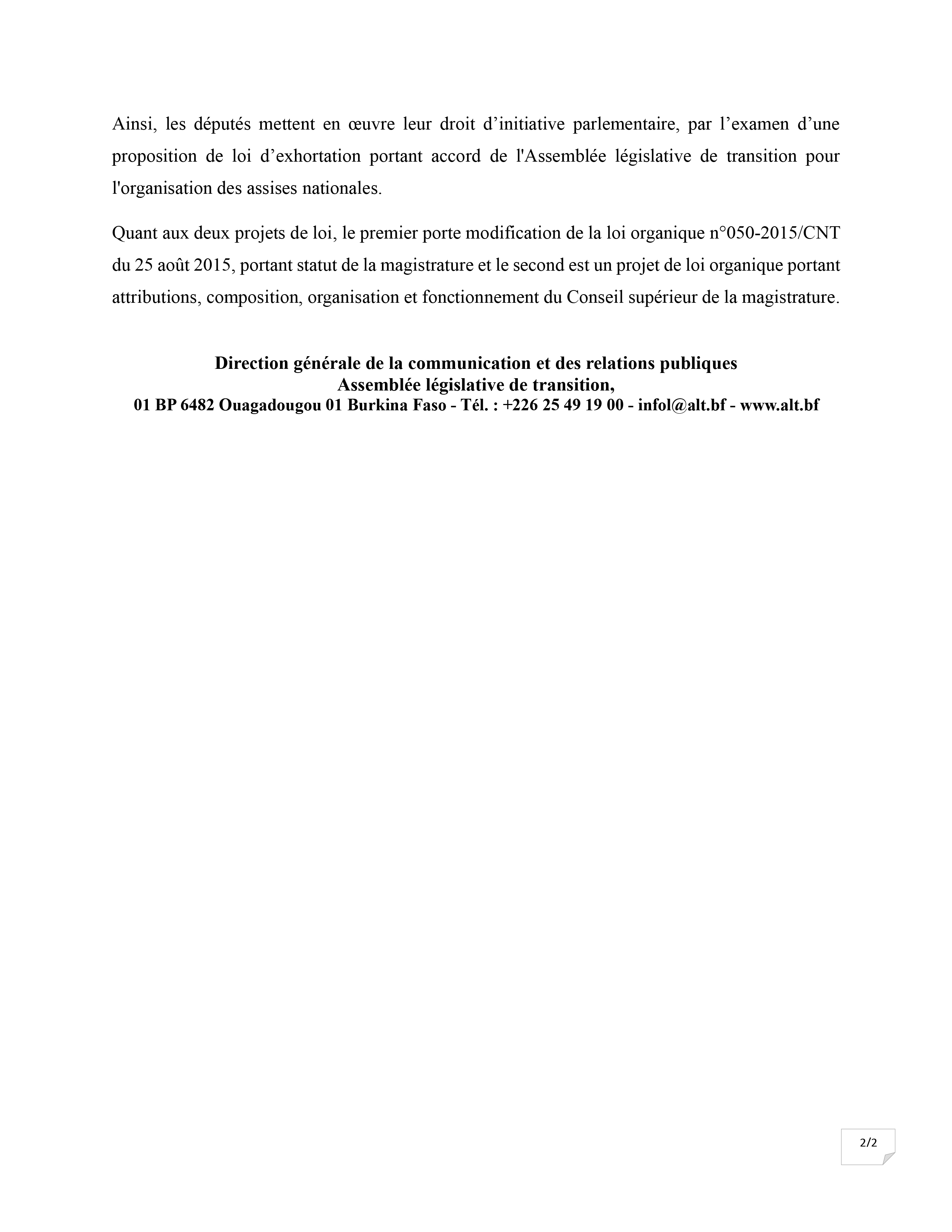 Burkina L ALT Examinera Une Proposition De Loi Pour L organisation Burkina L ALT Examinera Une Proposition De Loi Pour L organisation
