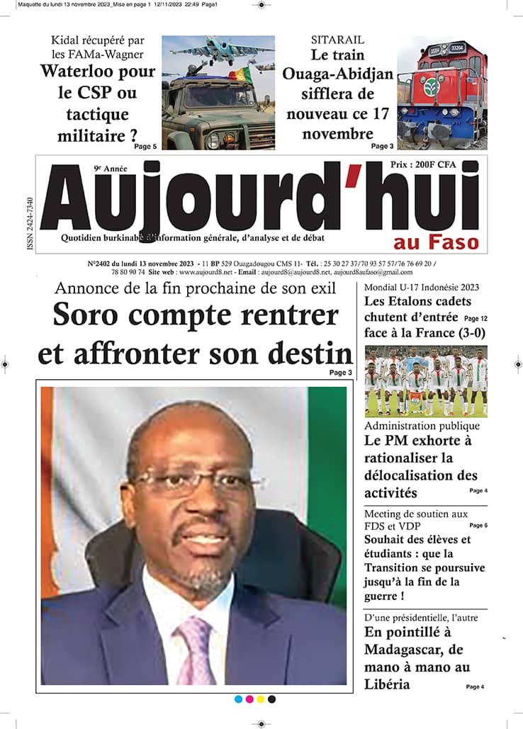 A La Une Du Lundi 13 Novembre 2023 LeFaso A La Une Du Lundi 13 Novembre 2023 LeFaso