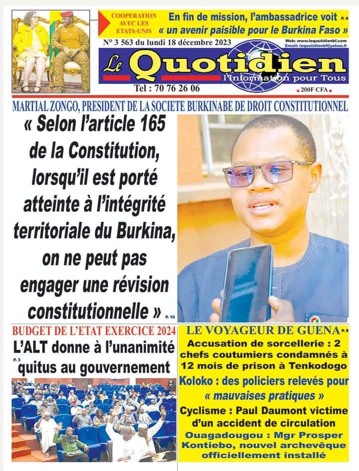 A La Une Du Lundi 18 D cembre 2023 LeFaso A La Une Du Lundi 18 D cembre 2023 LeFaso