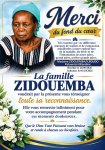 Décès de Mme ZIDOUEMBA Née ILBOUDO Patounéziri Blandine : REMERCIEMENTS
