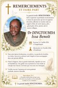 Décès de  Dr DINGTOUMDA Issa Benoît&nbsp;: Remerciements et faire-part