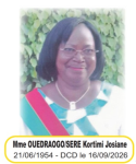 Décès de Honorable Ouedraogo née Séré Kortimi Josiane : Remerciements