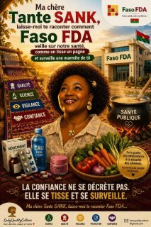 Ma chère Tante SANK, laisse-moi te raconter comment la Faso FDA veille sur notre santé, comme on tisse un pagne : fil après fil, contrôle après contrôle, pour protéger chaque Burkinabè.
