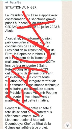 Faux ! Il n’y a pas eu de concertation entre le Burkina Faso, le Mali et la Guinée sur la situation du Niger avec Vladimir Poutine
