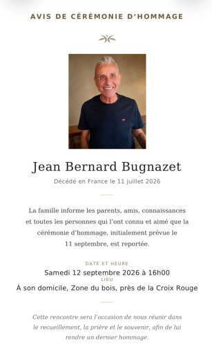 AVIS DE CÉRÉMONIE D’HOMMAGE