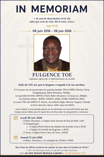 In memoriam&nbsp;: Fulgence TOE