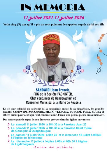In memoria&nbsp;: Sandwidi Jean Francis 