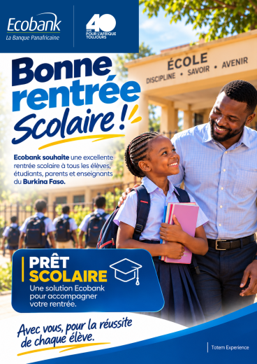Ecobank souhaite une excellente rentrée scolaire à tous les élèves, étudiants, parents et enseignants du Burkina Faso.