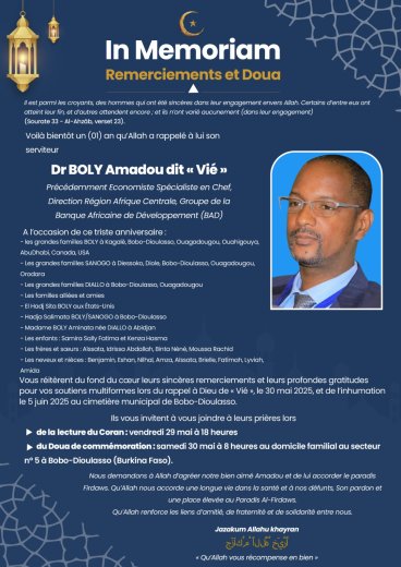 In memoriam&nbsp;: Boly Amadou dit 