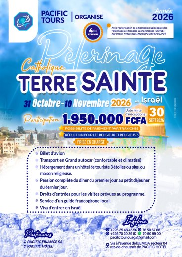 Pèlerinage Catholique en Terre Sainte du 31 octobre au 10 novembre 2026
