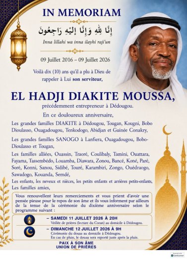 In memoriam&nbsp;: El hadji Diakite Moussa 