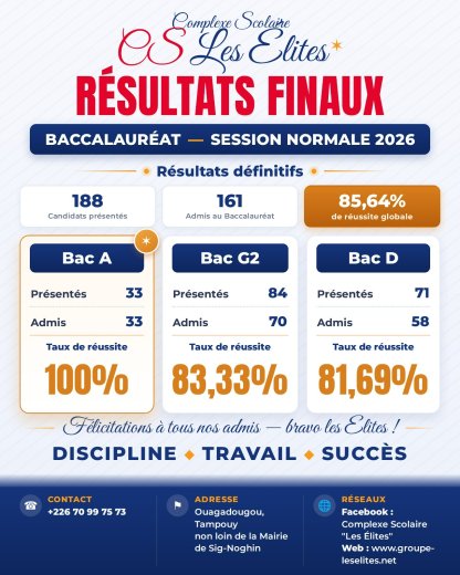 BACCALAURÉAT 2026&nbsp;: LES ÉLITES CONFIRMENT LEUR EXCELLENCE&nbsp;! 