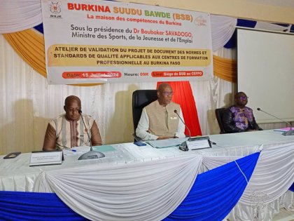 Burkina Faso : Le projet de document de normes et standards de qualité applicables aux centres de formation professionnelle en cours de validation