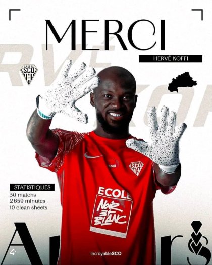 Football&nbsp;: Hervé Koffi quitte Angers SCO après une saison convaincante
