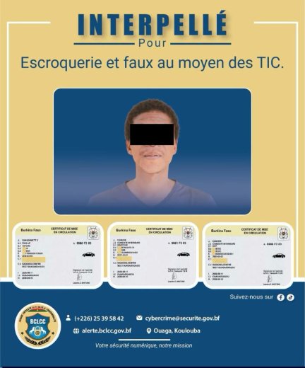Cybercriminalité&nbsp;: Un présumé faussaire de cartes grises utilisant l’IA interpellé à Ouagadougou