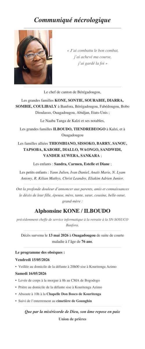 communique necrologique alphonsine kone a4e48