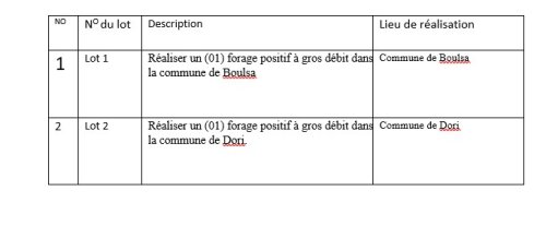 Avis d'appel d'offres pour la réalisation de deux (02) forages positifs à gros débit dans les communes de Boulsa et de Dori 2 1 3249 bfe8b