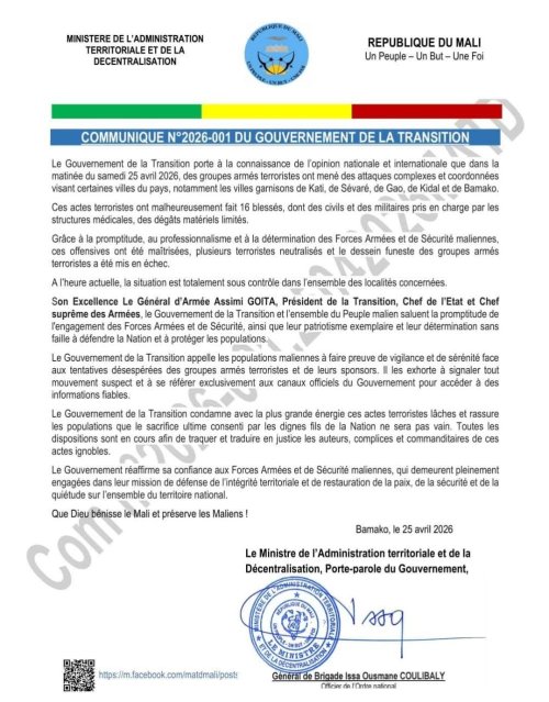Mali : L'Armée assure que la situation est sous contrôle après une série d'attaques coordonnées dans plusieurs villes du pays 2 whatsapp image 2026 04 25 at 22.05 16 1 bd2b7