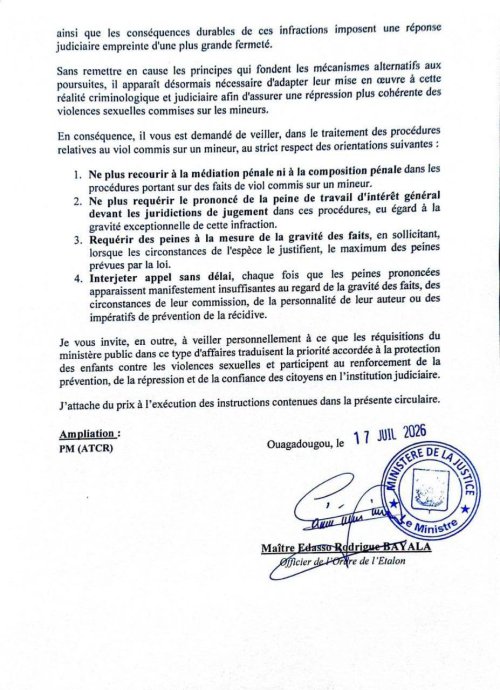 Burkina/ Justice : Le parquet appelle à durcir la réponse pénale contre les viols sur mineurs 3 img 20260721 wa0007 9dcd3
