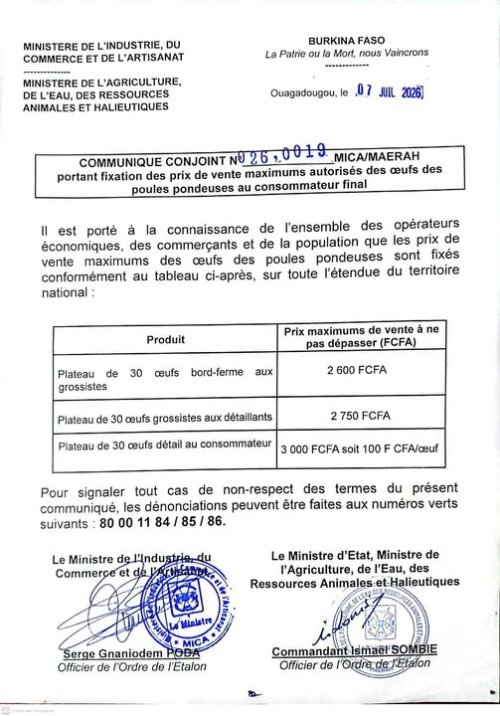 Burkina : Le prix de vente de l'œuf de poule pondeuse désormais fixé à 100 F au consommateur final 2 whatsapp image 2026 07 10 at 08.42 53 35fff