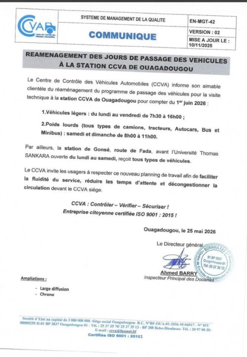 Programme de visite technique : Le CCVA adopte un nouveau planning à partir du 1ᵉʳ juin 2026 2 img 20260526 wa0013 97de3