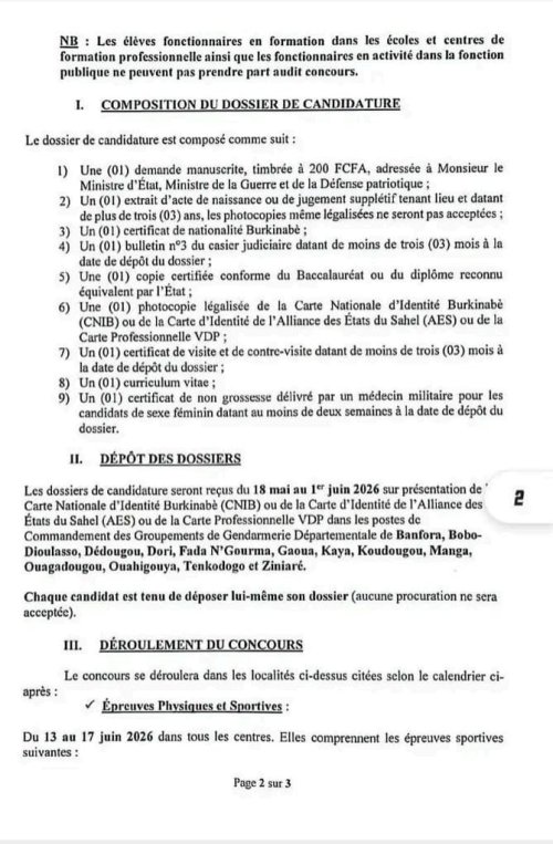 Gendarmerie nationale : Ouverture du recrutement de 600 élèves sous-officiers pour la promotion 2026-2028 3 whatsapp image 2026 05 08 at 11.49 27 2e4d9