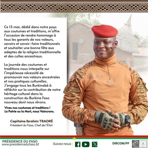 Journée des Coutumes et Traditions&nbsp;: Le président du Faso engage les Burkinabè à réfléchir sur la contribution de l’héritage culturel dans la construction du Burkina Faso nouveau