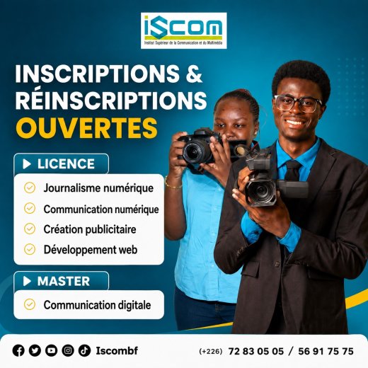 Rentrée académique 2026-2027&nbsp;: Les inscriptions sont ouvertes à l’Institut Supérieur de la Communication et du Multimédia (ISCOM)