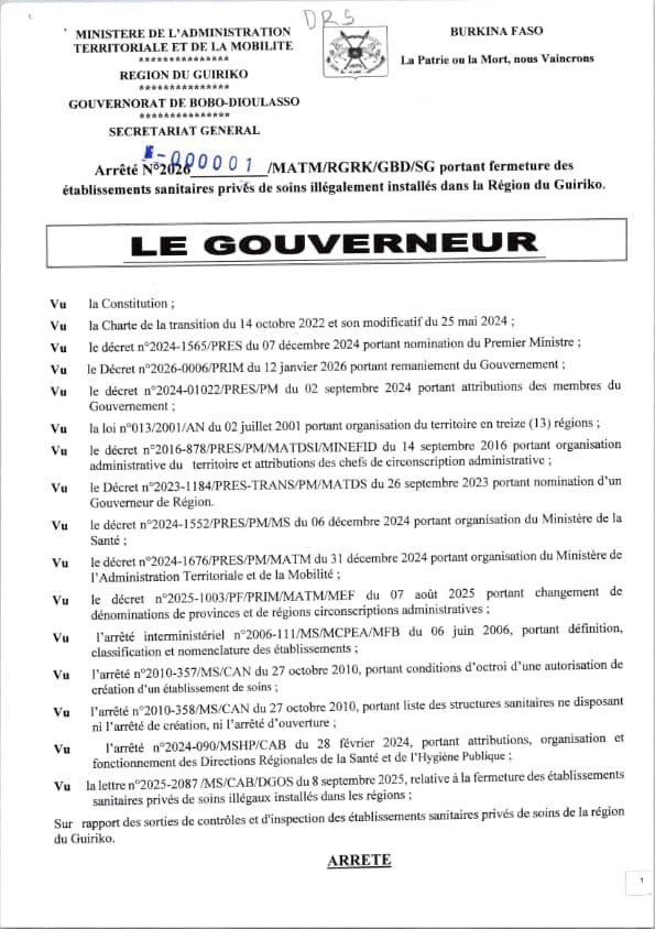 Région du Guiriko : Plusieurs établissements sanitaires de soins privés fermés pour illégalité 1