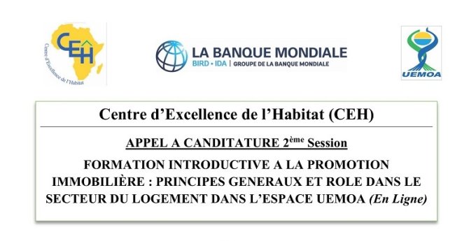 Centre d’Excellence de l’Habitat (CEH) : Appel à candidature 2e session formation introductive à la promotion immobilière
