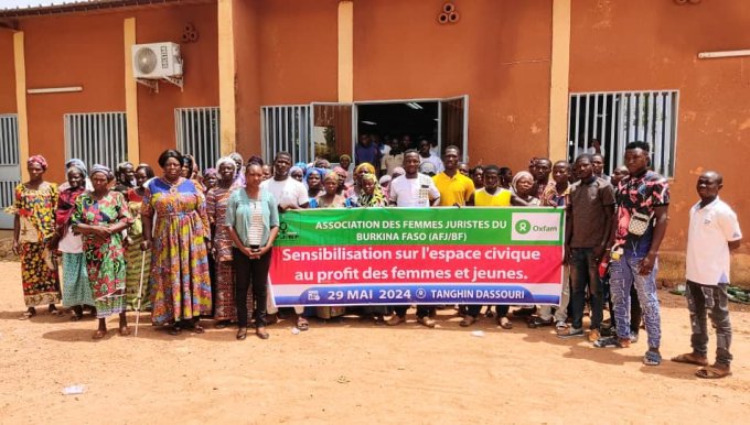 Tanghin Dassouri : L’Association des femmes juristes du Burkina Faso sensibilise 100 jeunes et femmes sur l’utilisation de l’espace civique 